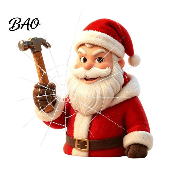 Static Cling Decals Christmas Santa Claus Glass Sticker, Removable Window Reusable PVC Party Supplies Clings for Living Room Bedroom Holiday
