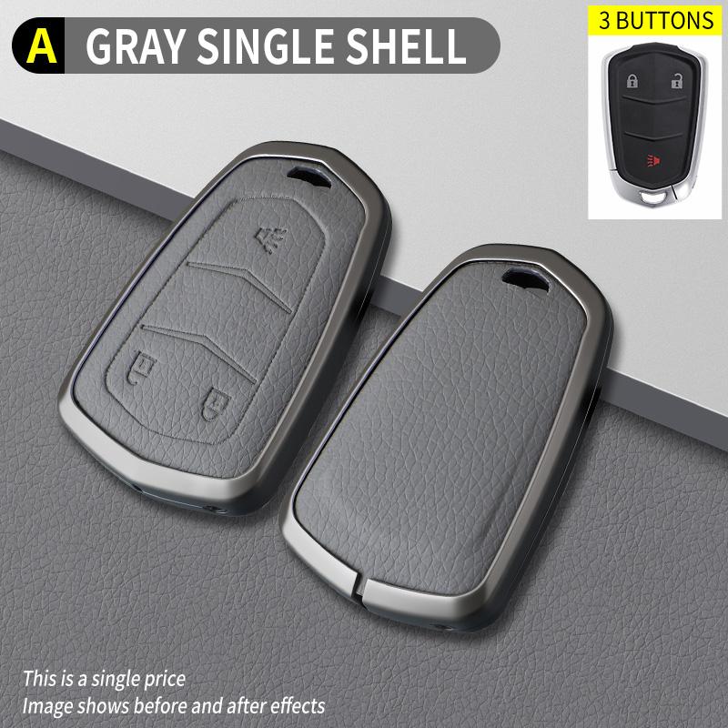 

Zinc Alloy Leather Car Key Shell Case Cover For Cadillac Ats Ct6 Cts Dts Xt5 Escalade Esv Srx Sts Xts Elr 2014 - Accessorie