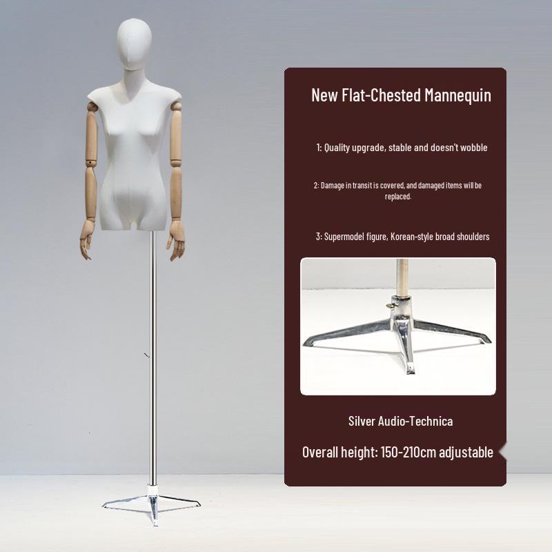 Korean Style Flat Body Female Mannequin with Wide Shoulders for Women's Clothing Display