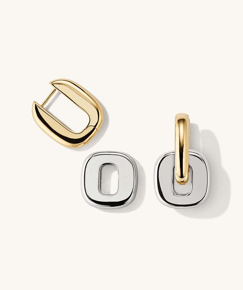 18K Gold-Plated Irregular Geometric Earrings with Retained Gold Color