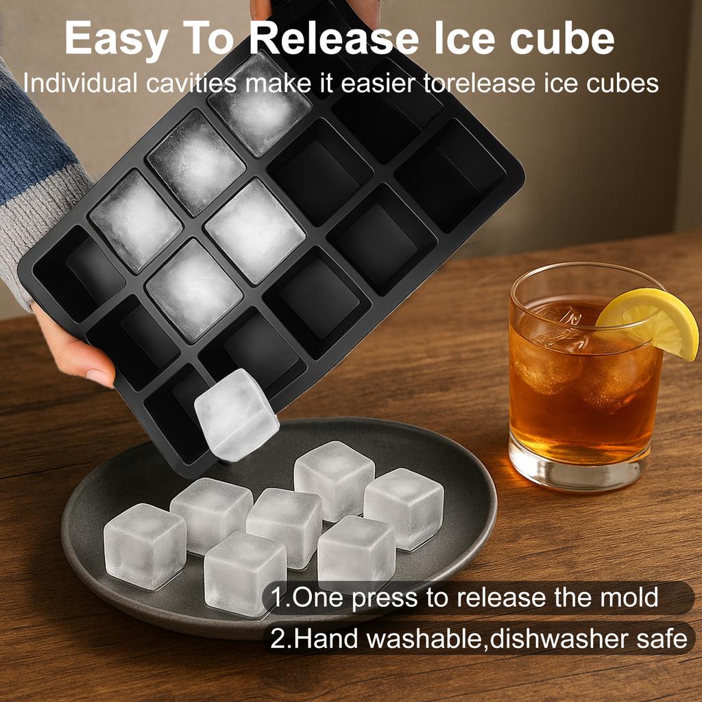 Silicone Ice Cube Tray with Lid Easy Release Ice Mold for Homemade Ice Cubes