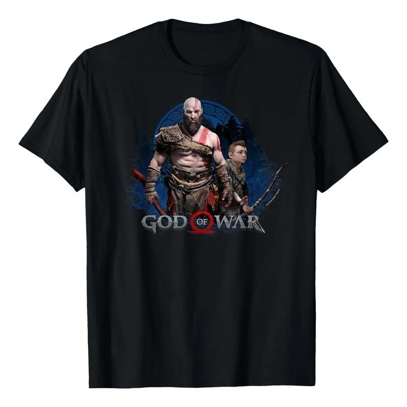 Camiseta God Of War Kratos And Son Blue Glow S