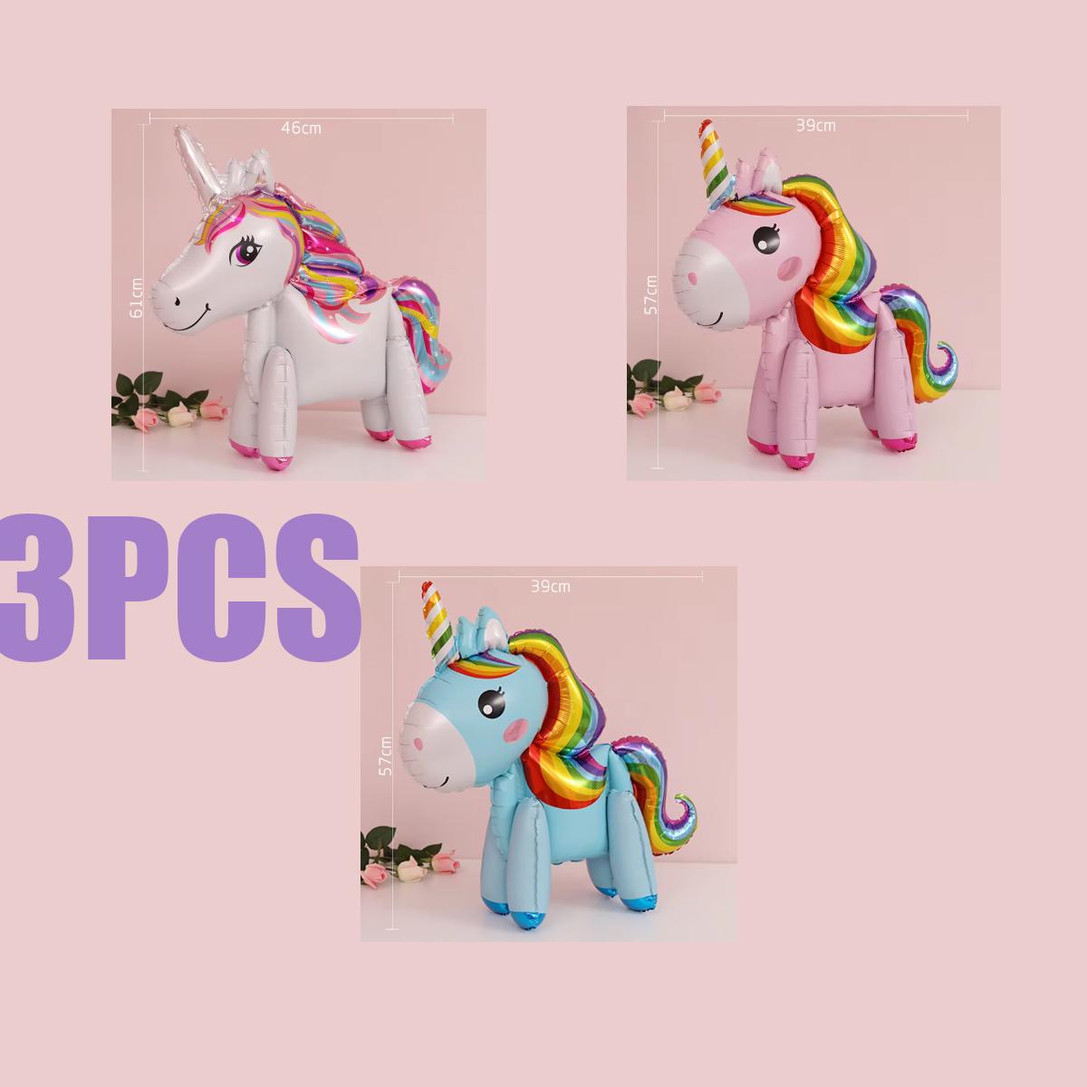 

3 шт. милые собранные стерео шары в виде единорога для вечеринок, украшений на день рождения разноцветный