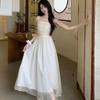 Women's 2024 French White Spaghetti Strap Slimming Evening Dress