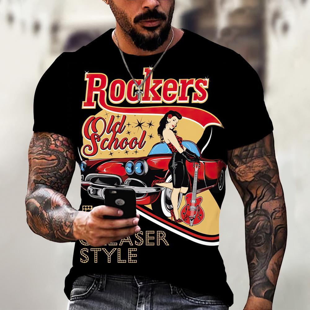 Nuova T-shirt Estiva da Uomo Moda Hip Hop Stampa Bandiera con Lettere 3D Scollo a O Manica Corta T-shirt Casual T-shirt Larga Abbigliamento Uomo S-5xl