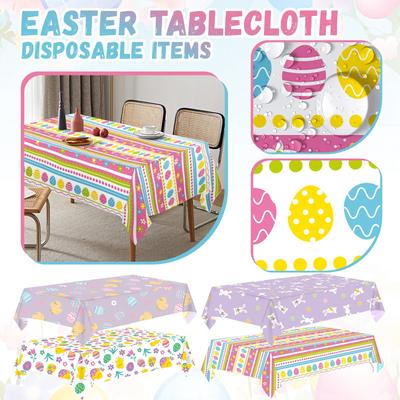 Easter Themed Party Tablecloth Easter Egg Cartoon Tablecloth Disposable Plastic Tablecloth