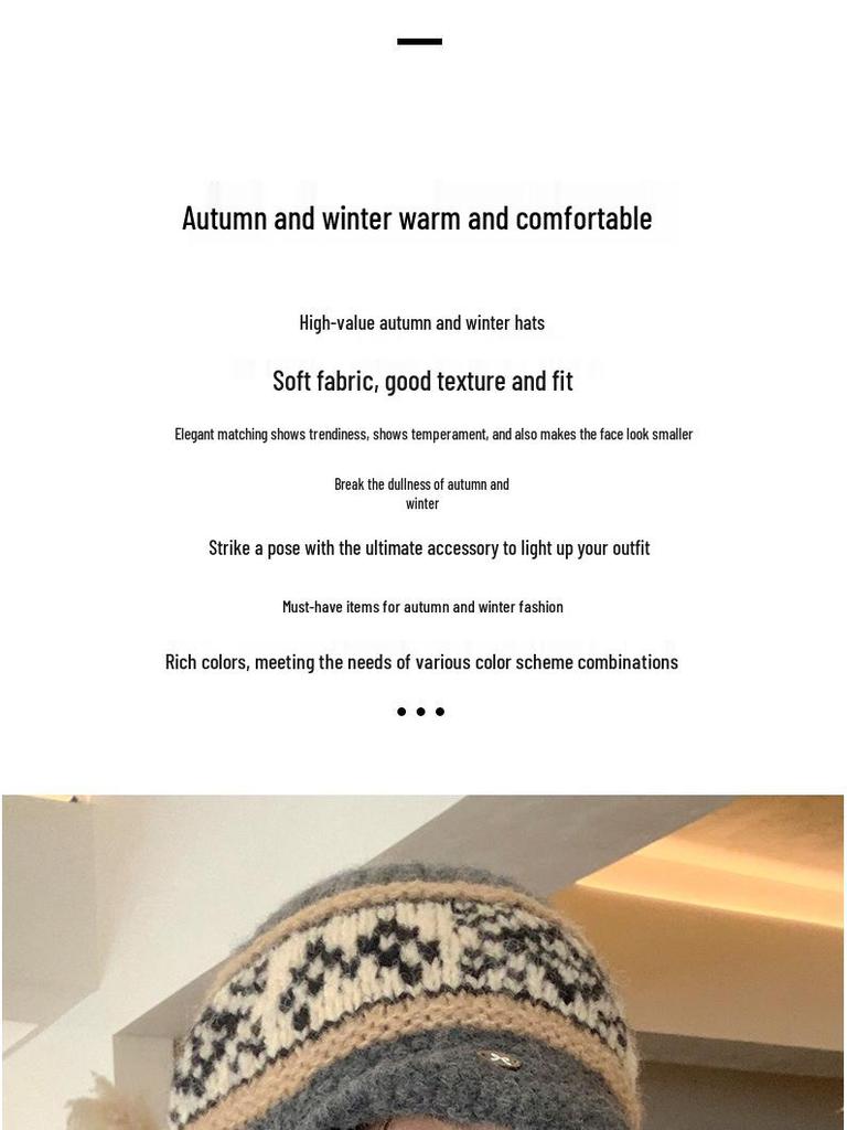 Women's Knitted Wool Lei Feng Hat with Large Brim and Ear Protection for Winter Warmth