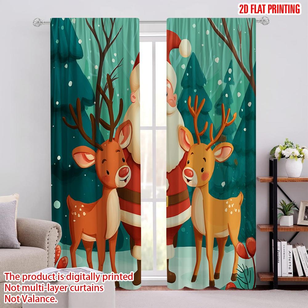 

2pcs,2D plane printing Curtains Roller Blinds Santa & Elk Polyester (without rod) Holiday for Bedroom, Living Room, Office, And 52.50 × 116.00 cm 2 pcs