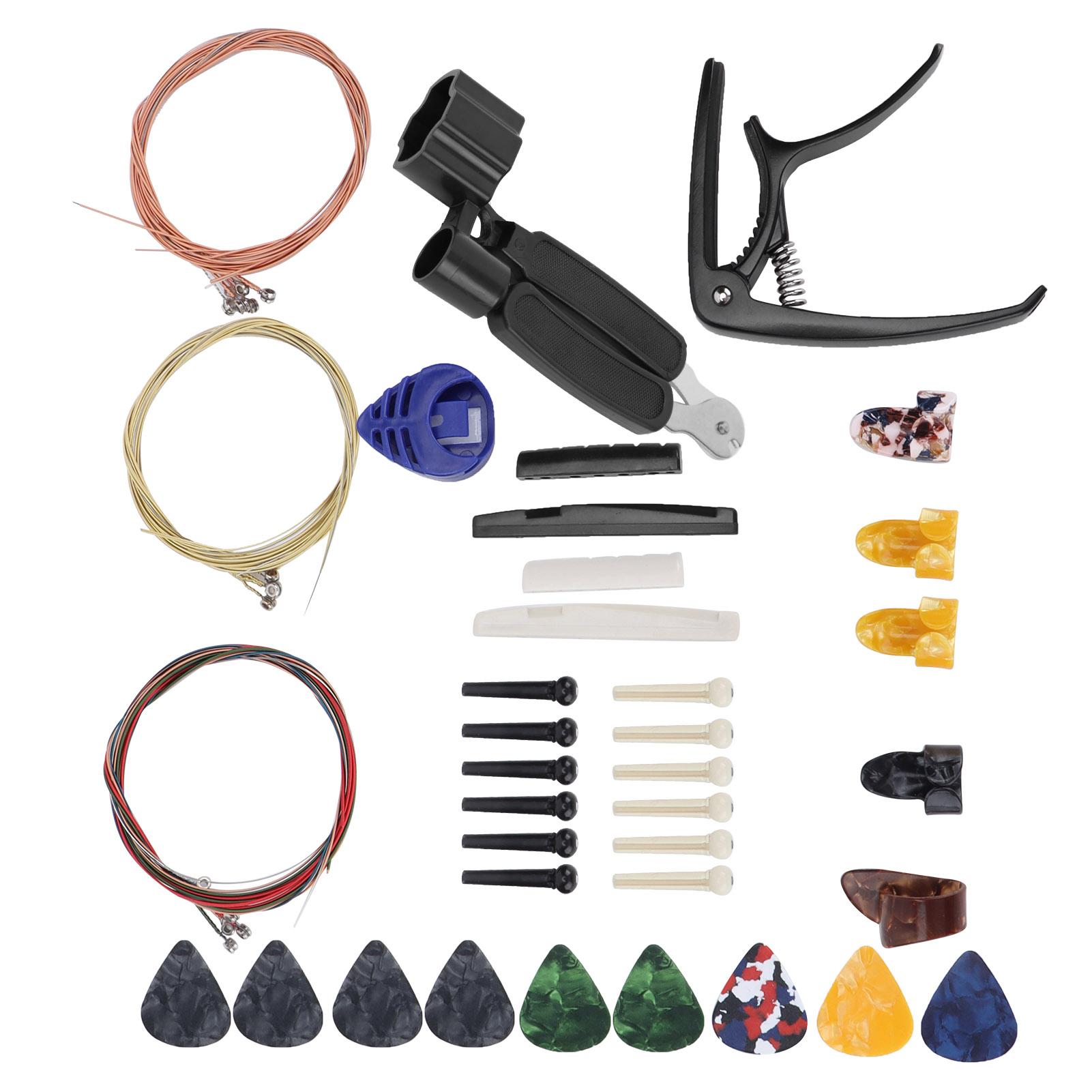 

Guitar String Replacement Kit Accessory Set Changing Tool Pack Pick Holder Bridge Pin