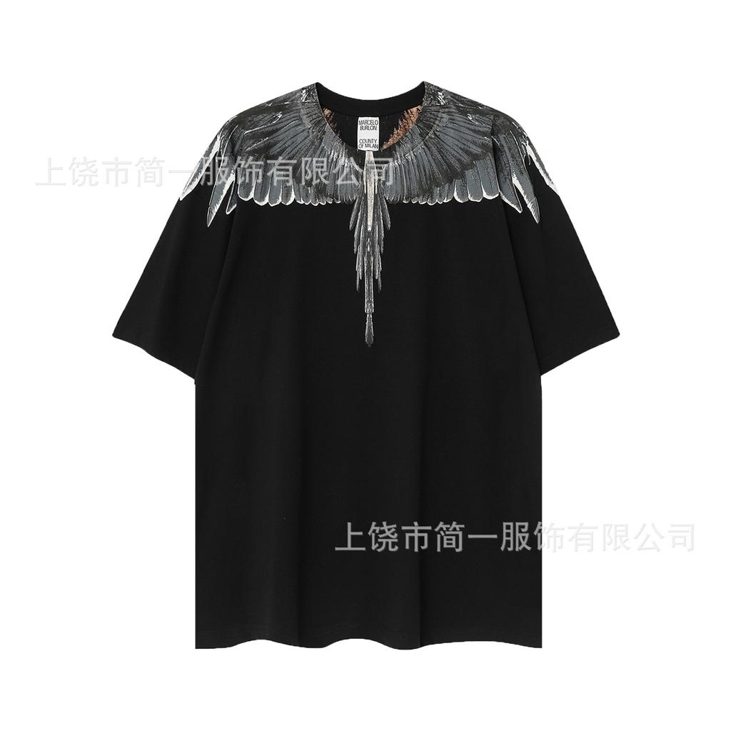 Summer Men's and Women's Same Fashion Trend T-shirt Personalized Trend Wing Printing Comfortable and Simple
