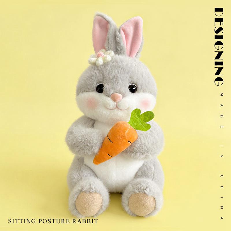 Plush Bunny Toy With Scarf And Carrot Design For Kids Gift Collection