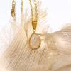 Water droplet pendant necklace, stainless steel inlaid with imitation opal, opal pendant, sweater chain, gold-plated