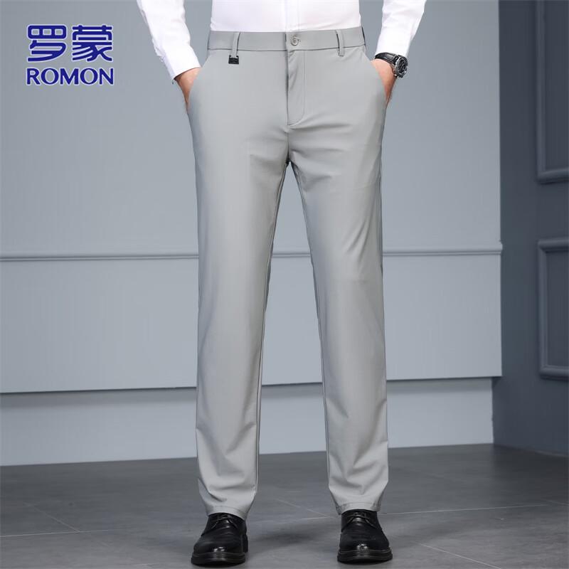 ROMON Men's Elastic Slim Fit Business Casual Trousers