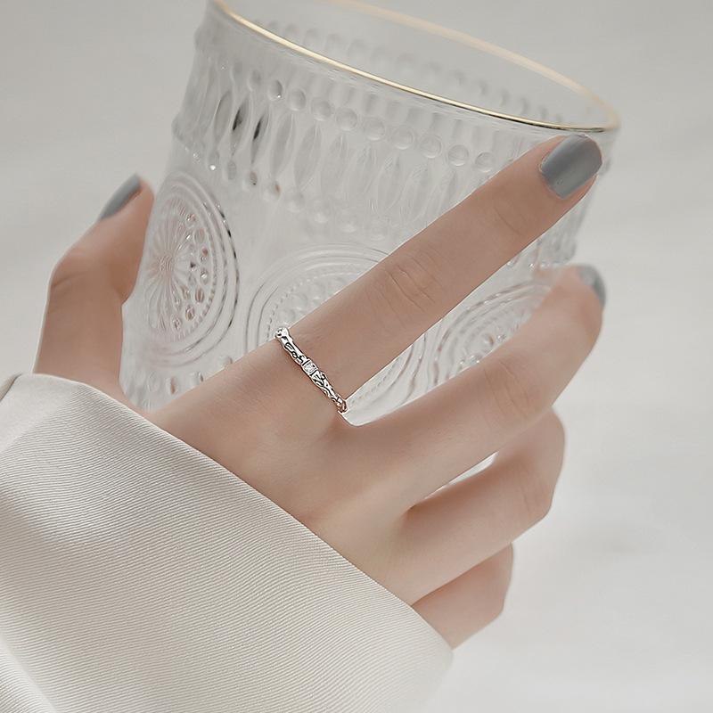 Design Sense Open Plain Ring Ring Women'S Simple Super Square Diamond Candy Paper Index Finger Ring Trendy And Fashionable