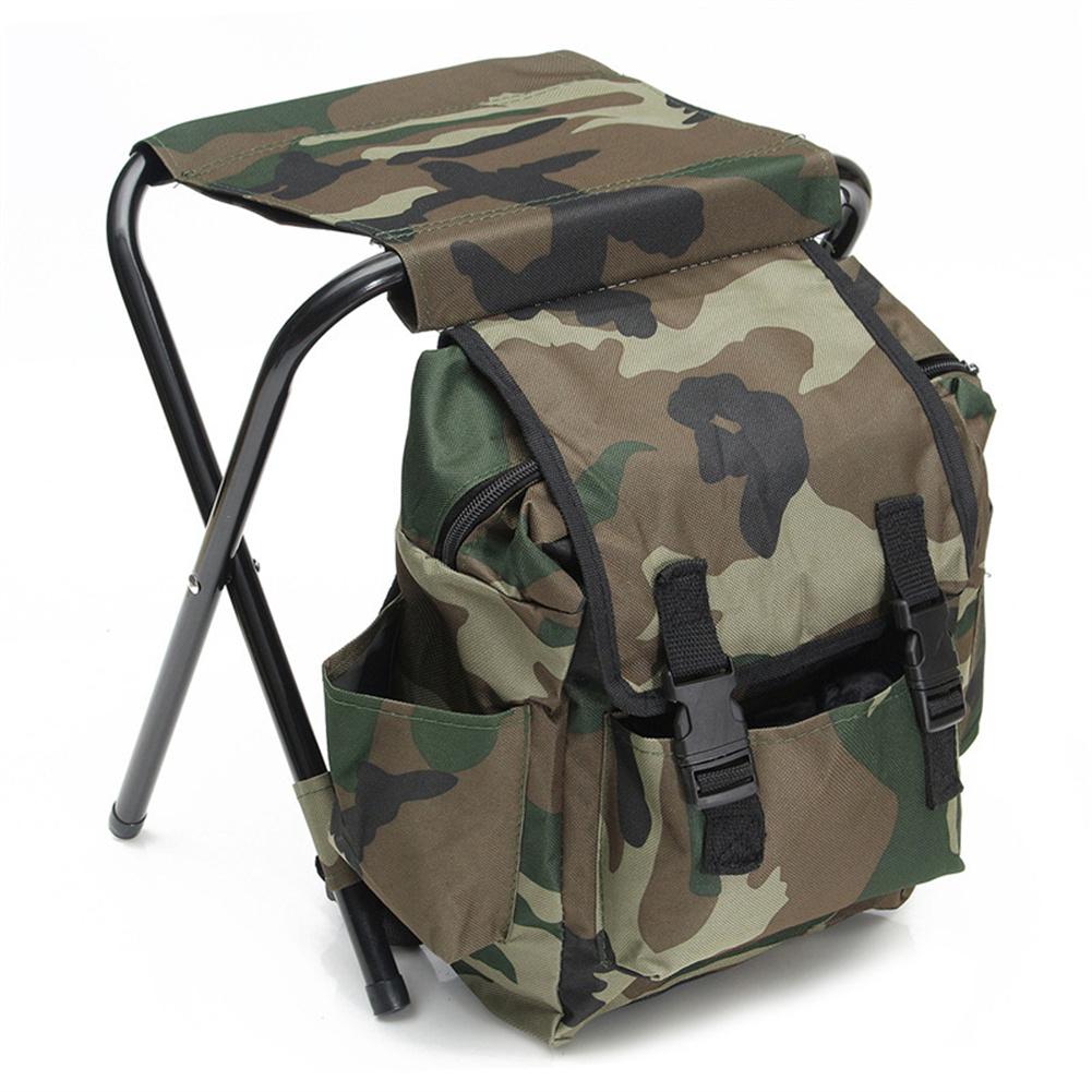 Camouflage Outdoor Folding Chair With Large Storage Bag Non-slip Wear-resistant Oxford Cloth Portable Stool For Camping Fishing