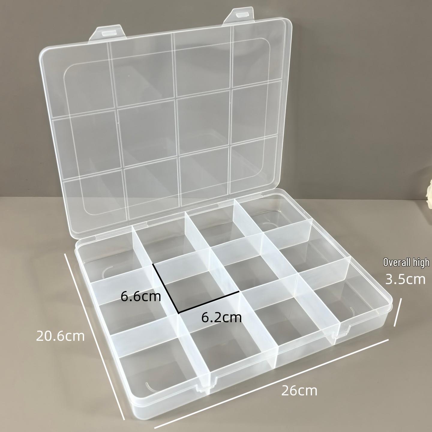 

Large Transparent 12-Compartment Plastic Organizer with Card Slot for Beads, Hardware, and Crafts 26x20.6x3.5cm прозорий