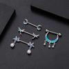 2 Stück Stahl Hängend Zirkon Brustwarzenpiercing Sexy Brustabdeckung für Damen Mode Seestern Mond Herz Schild Stange Hantel Brustwarzenring