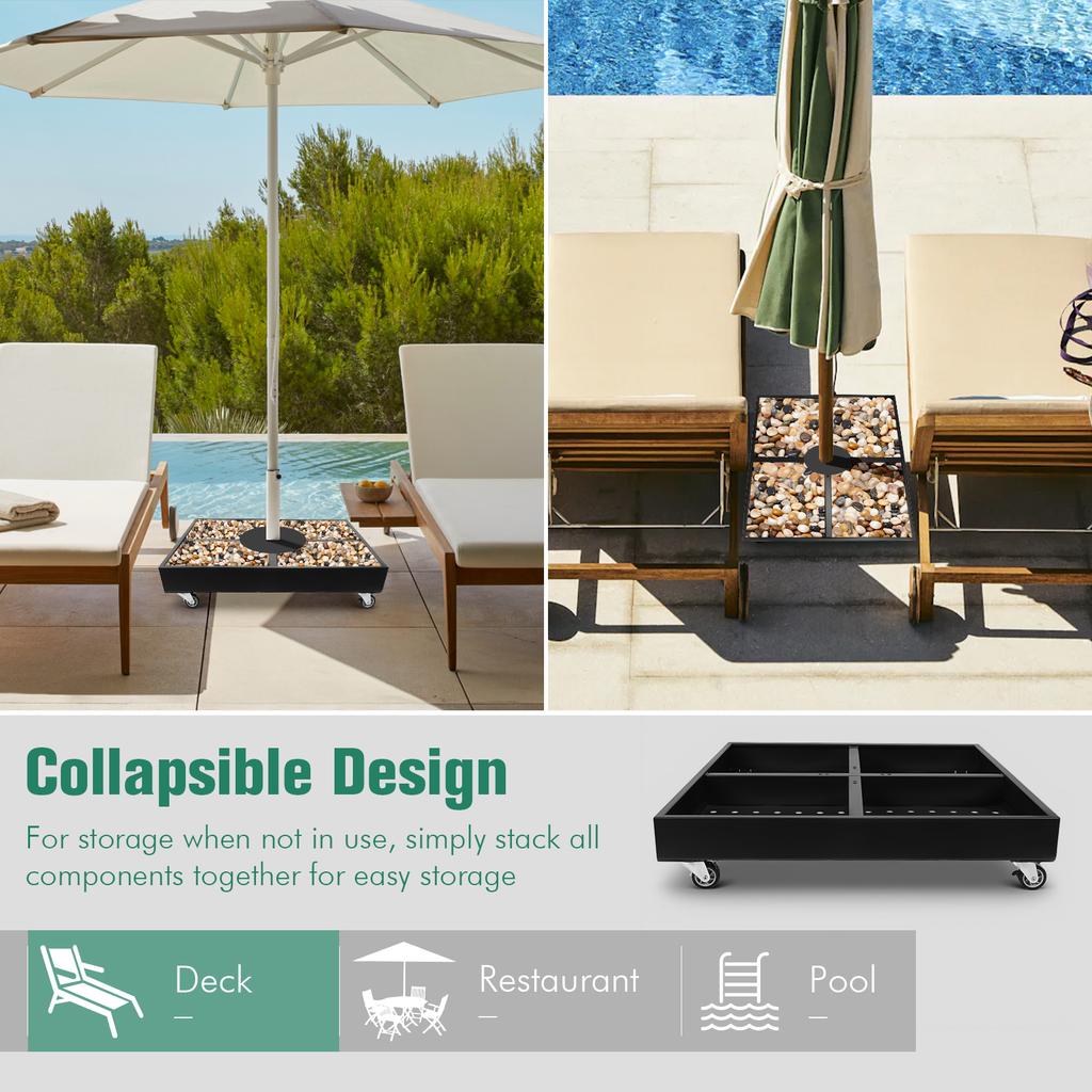 Patio Umbrella Base Fillable Umbrella Holder Metal Cantilever Umbrella Base for Outdoor Patio Garden Deck Poolside Lawn