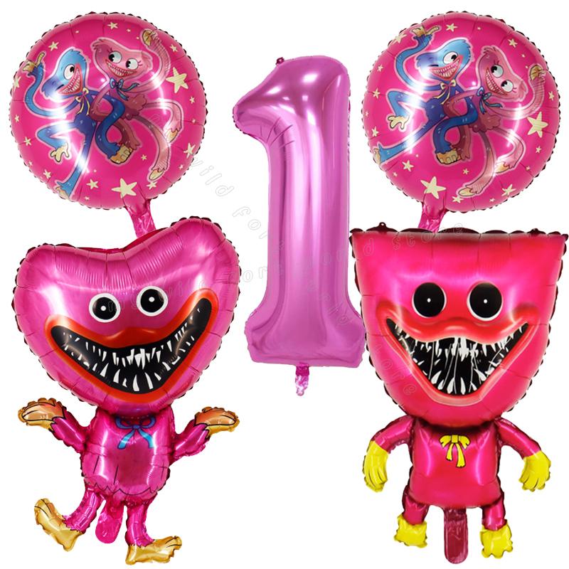 Game Huggy Wuggy Number Balloons Decoration Poppy Playtime Birthday Party Ballon Set Baby Shower Cartoon Round Foil Balloon