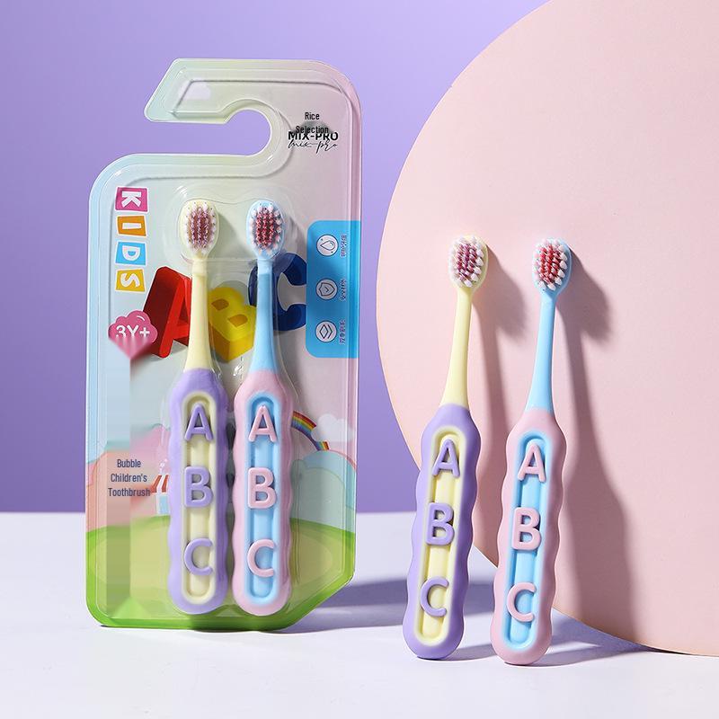 Children's Soft Bristle Toothbrush 2-Pack, Ages 3-10, Double Spiral for Home Use