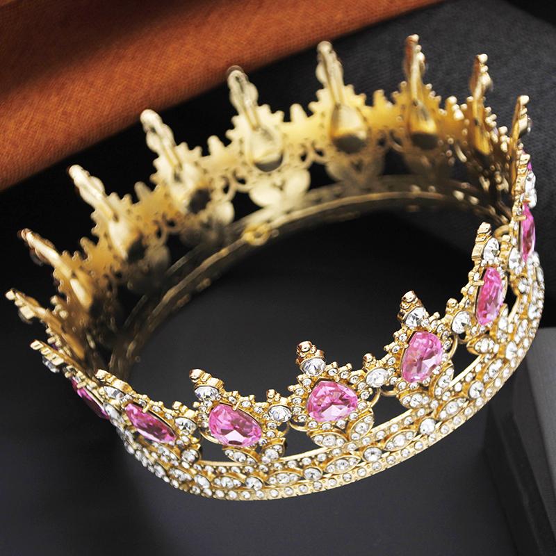 Princess Girls Tiaras and Crowns for Wedding Party Round Rhinestone Diadem Bridal Cake Topper Crown Jewelry Birthday Gifts