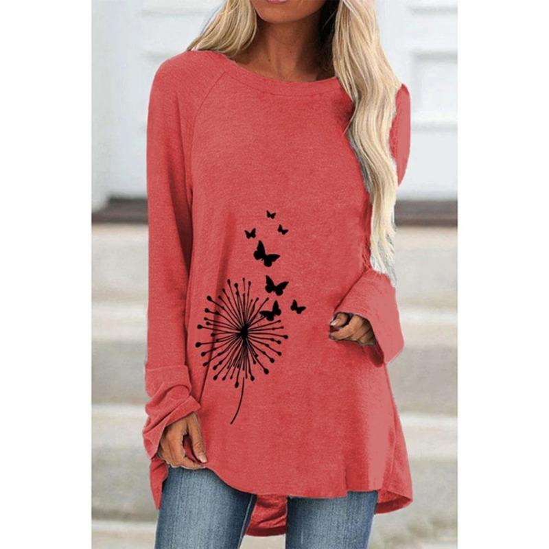 T-shirt da donna a maniche lunghe con stampa, adatta per le stagioni primaverile, autunnale e invernale. Alla moda e versatile, lavabile in lavatrice.
