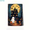 Vintage Halloween Metal Sign – Cute Ghost, Black Cat & Pumpkin, 2D Wall Art for Home, Bar, Cafe, Party Decor