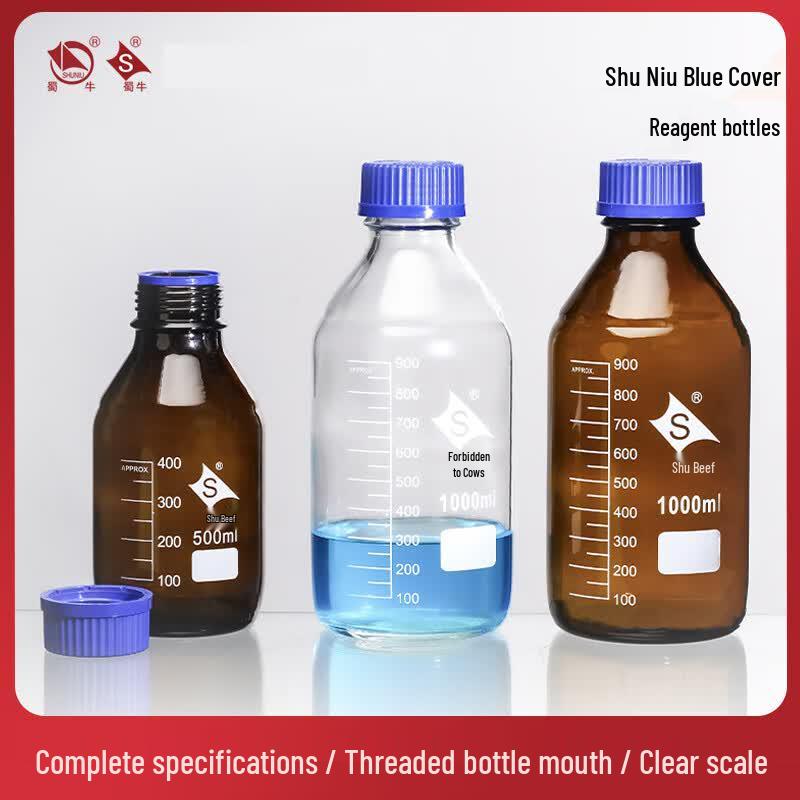 Shuniu Glass Reagent Bottle with Blue Screw Cap 250ml