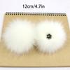 2Pcs Faux Fox Fur Pom-Pom for Hats DIY Crafts Hairball Hat Ball Pompom for Handicrafts with Press Button Toys Accessories