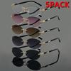 5pcs New Frameless Sunglasses For Men And Women Oval Fashion Glasses Gradient Mirror Lens Simple Vintage Eyewear for Daily Use