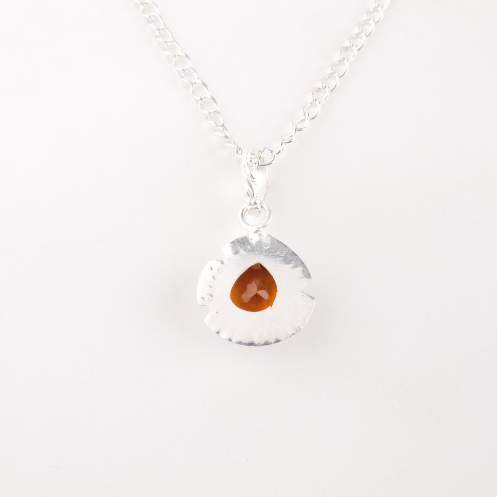 Natural Citrine Gemstone 925 Sterling Silver Jewelry Handmade Tiny Pendant 1.15" PP-8-6