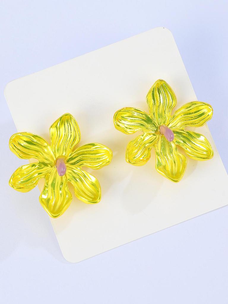 Trendy Multicolor Flower Drop Earrings for Women – Elegant & Slimming European/American Style