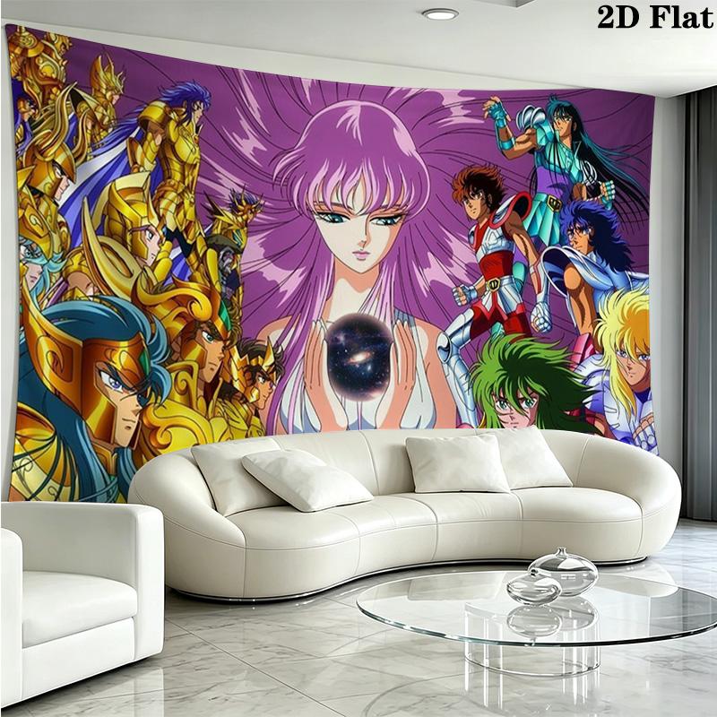 Saint Seiya Wall Tapestry Aesthetic Wall Hanging Printed Fabric Blanket Decorative Tapestries for Bedroom Living Room Home Decor