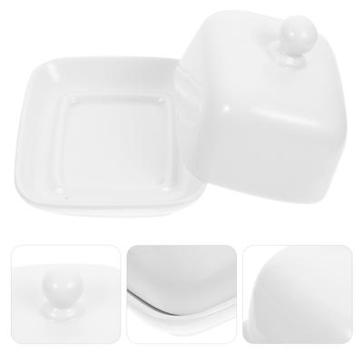 Ceramic Butter Box Brioche Buns Tray with Lid Plate Large Dish French Cracker Cream Cheese Kitchen Crisper