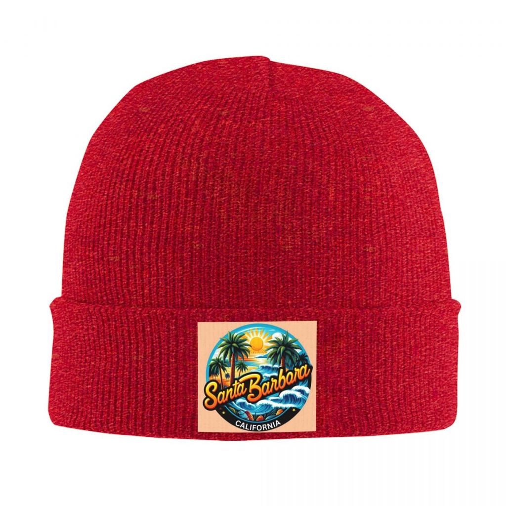 Santa Barbara California USA Warm Knitted Cap Fashion Bonnet Hat Autumn Winter Outdoor Beanies Hats for Unisex Womenx Adult