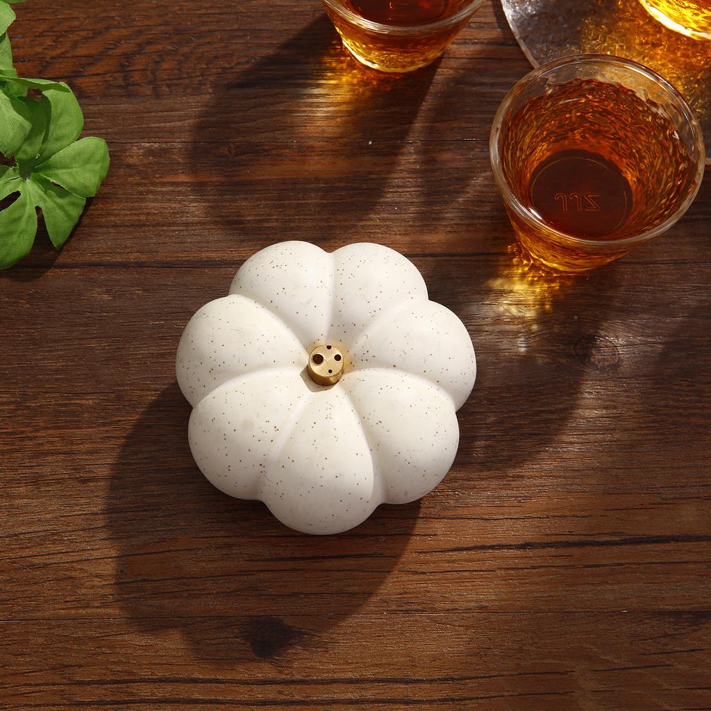 Creative Ceramic Pumpkin Incense Burner 4-hole Brass Incense Holder for Incense Stick Buddhism Supplies Home Decor