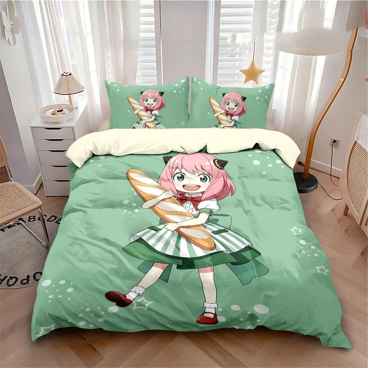 Ensemble de literie Anime Spy Family Lloyd Forger/Anya Forger Housse de couette et taies d'oreiller pour adolescents Simple/Double 135X200CM-2PCS