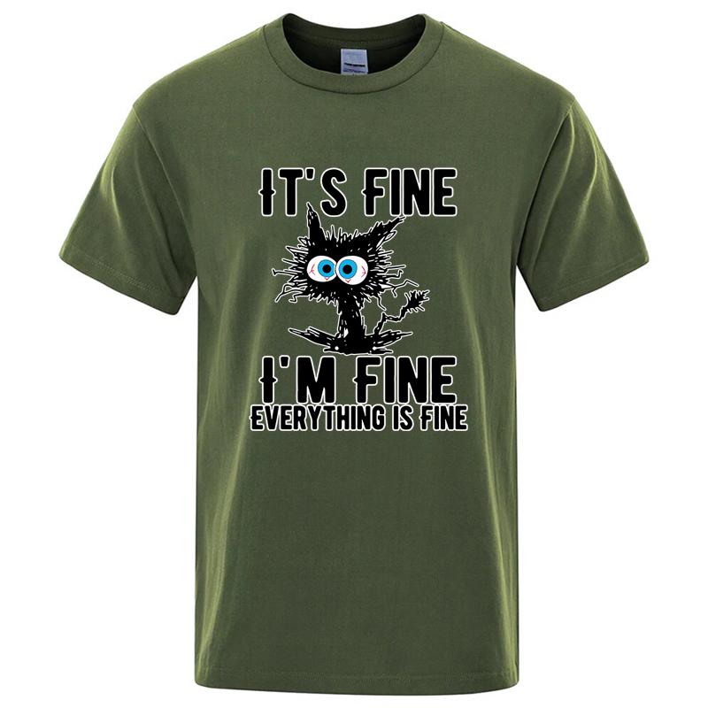 Mens High Quality Tshirt 100 Cotton Funny Cool Cat Printed Tshirt Casual Mens Short Sleeve Tshirt for Men TShirt Male Top