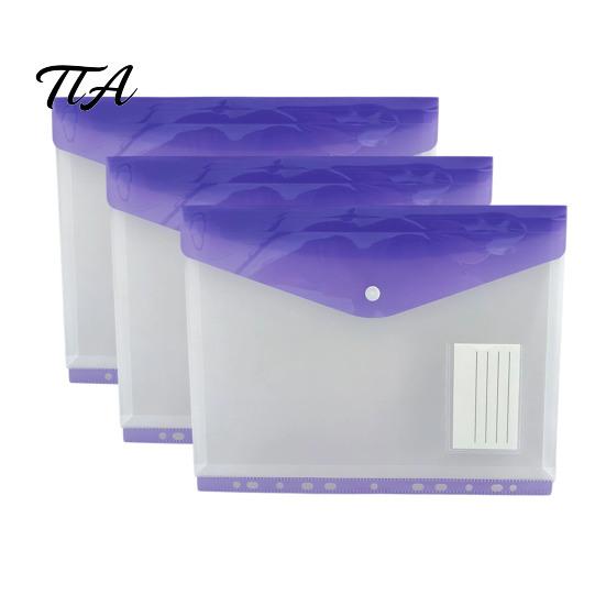 Snap Button Envelope 11 Hole Expanding File Pockets, Reusable PP Document Sleeves, Transparent Tear-resistant Bag Waterproof Organizer for Home Office