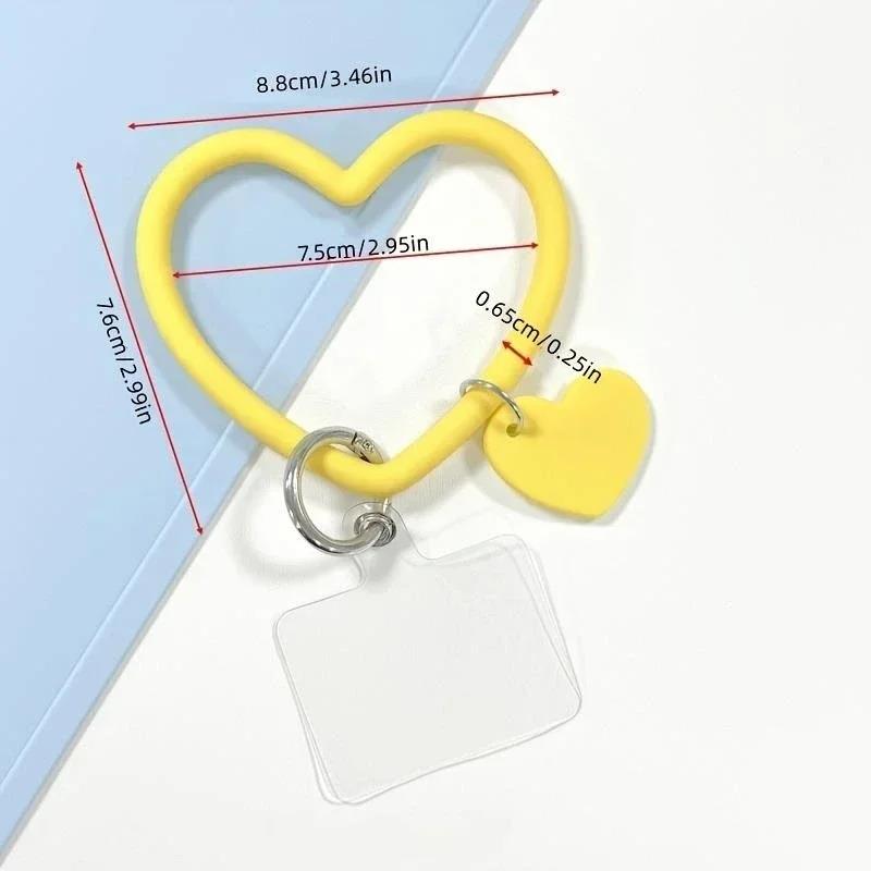 1Pc Silicone Heart Loop Cell Phone Hand DYM Wrist Strap With Key Chain Holder - Universal Mobile Straps For All Smartphones