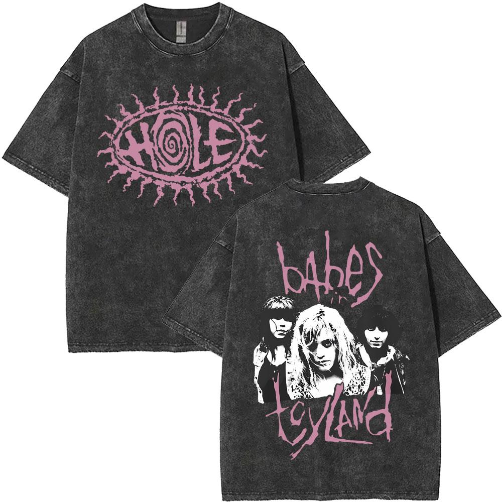 Limited Hole Courtney Love Vintage Gewaschene T-Shirts Herren Damen Alternative Grunge Rockband T-Shirt Übergroße T-Shirts Streetwear