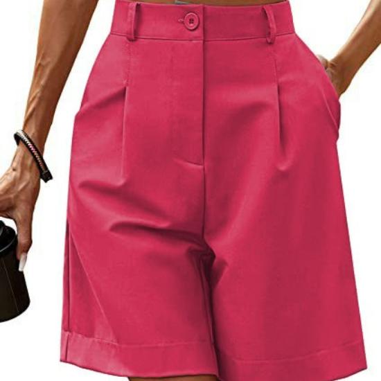 

Summer Thin High Waisted Loose Fit Slimming Straight Leg Casual Mid Length Pants Breathable Wide Leg Cropped Pants 3XL рожевий червоний колір