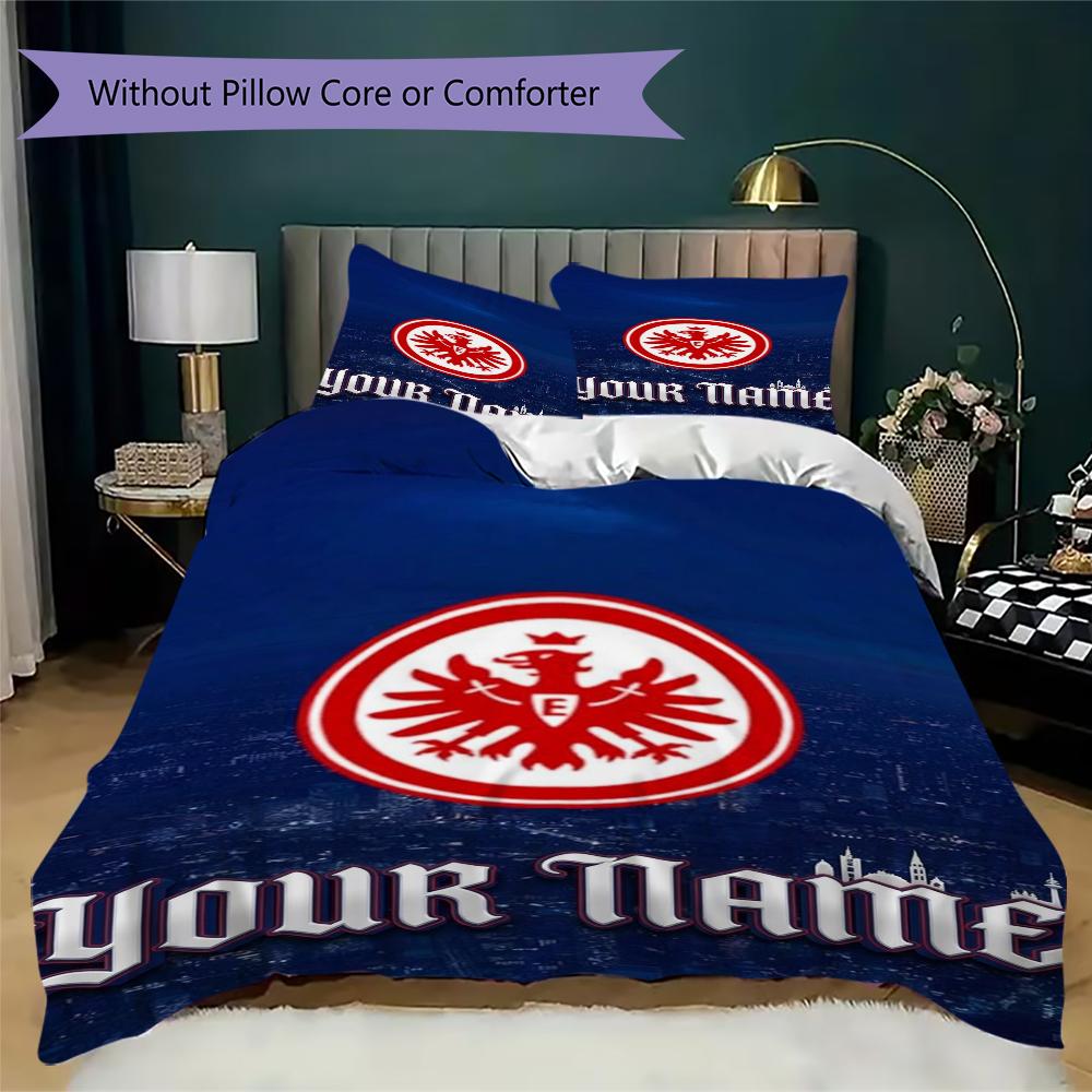 Custom Name Eintracht Frankfurt Pattern Bedding Uilt Set Uilt Cover Pillowcase Home Decoration Birthday Gift (1*duvet Cover+2*pillowcase Without Core)