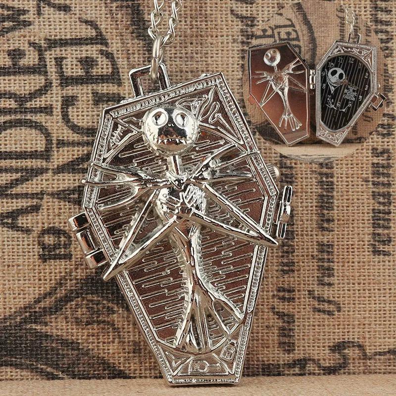 Devil Lanyard Embossed Ghost Head Pocket Watch European and American Animation Halloween Christmas Horror Night Skull Jack