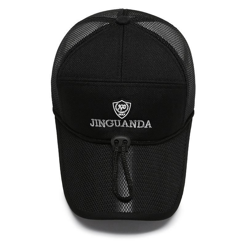 Men's Summer Outdoor Sun Hat Quick-Drying Breathable Mesh Cap Drawstring Baseball Cap Fishing Sunshade Sunscreen Cap