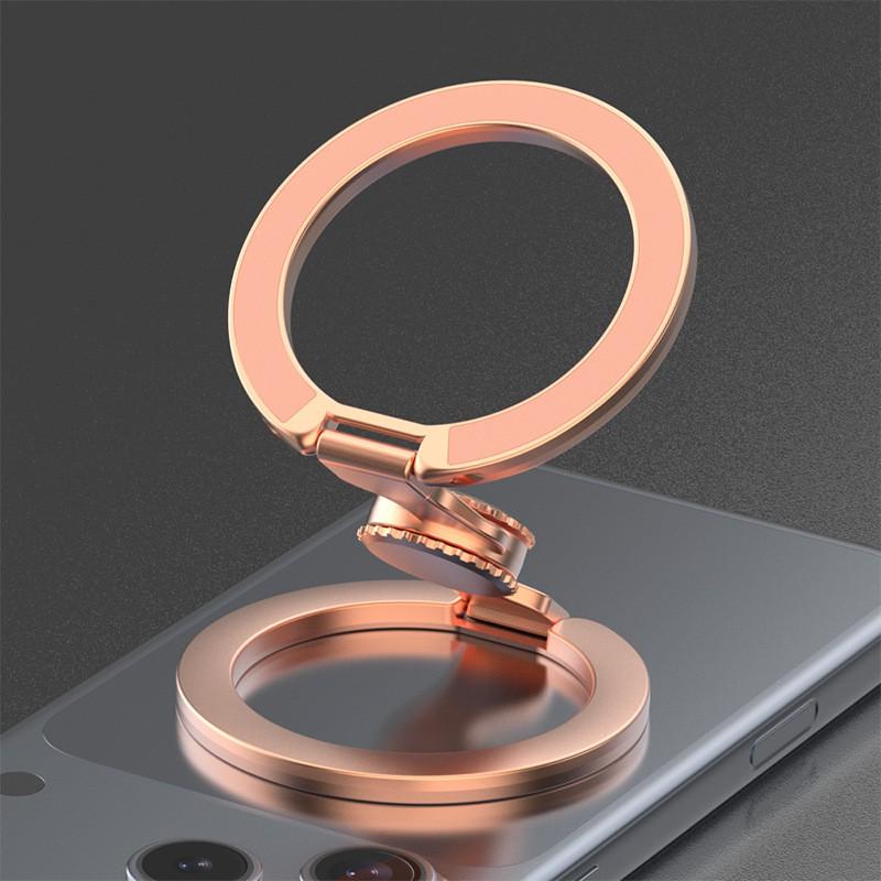Dual-Side Magnetic Phone Holder Stand Foldable Desktop Car Mount With Finger Gyro Ring Zinc Alloy Strong Magnet