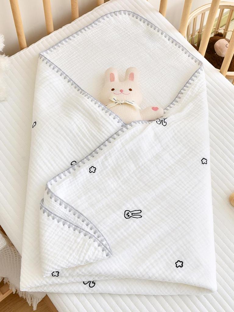 Zavinovačka pro novorozence z čisté bavlny s vyšívanou gázou