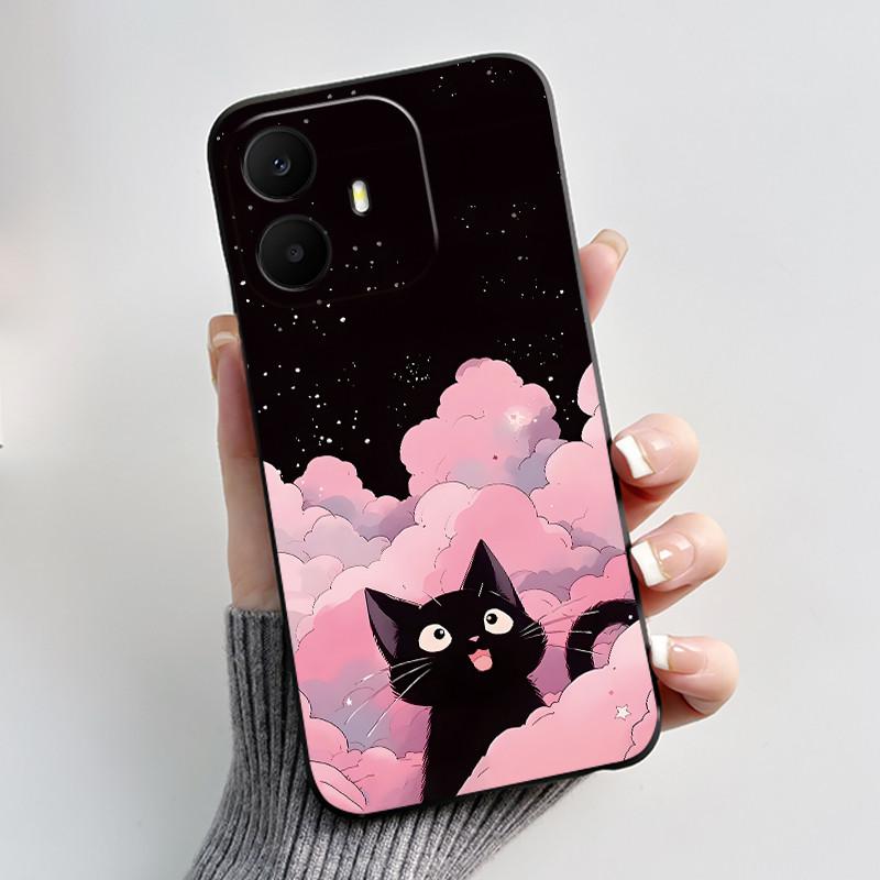 Pro pouzdro TCL K70 Roztomilé Srdíčko Králík Černé Měkké Silikonové Ochranné Zadní Kryt Pro Telefon TCL K70 Power SE TCLK70 4G 5G