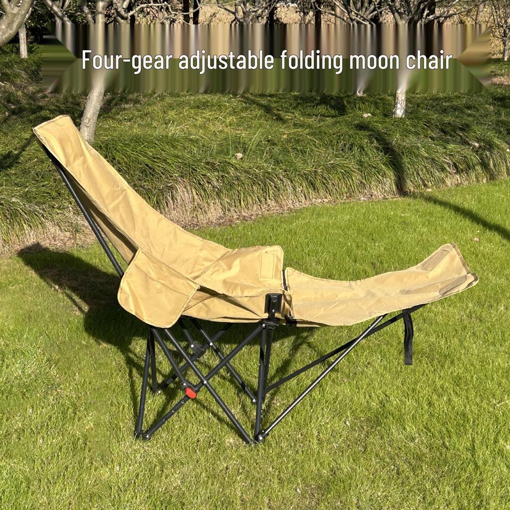 Adjustable Folding Outdoor Recliner Chair with Leg Rest for Camping, Office, or Picnic – Comfortable and Portable Moon Chair.