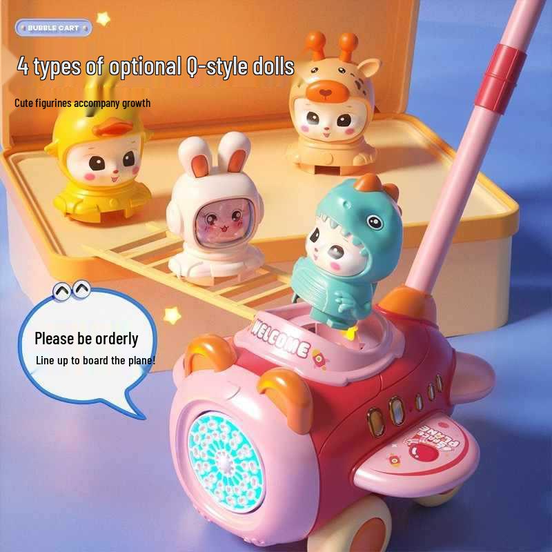 Electric Bubble Blowing Airplane Walker for Kids with Sound & Light Effects